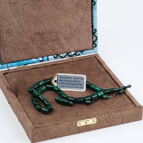 Galalit 1940 D�k�m Eski Frans�z Kaps�l Kesim 8.5x11.5mm Tesbih - Z�mr�t Ye�il