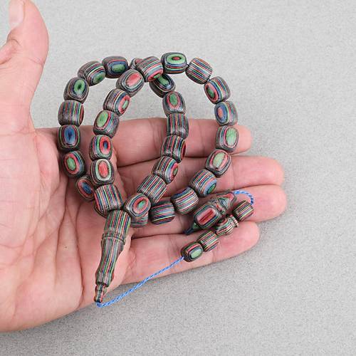 Kafur A�ac� Kaps�l Kesim 11x12mm Tesbih - Ye�il K�rm�z�