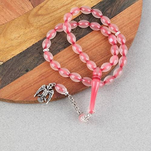 Kedig�z� Alpaka P�sk�ll� Beyzi Kesim 7x11mm Tesbih- K�rm�z�