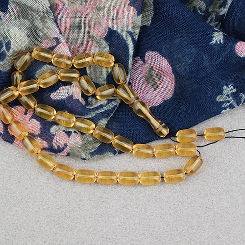 S�kma Kehribar Kaps�l Kesim 7x11mm Tesbih P�sk�ls�z Sar�