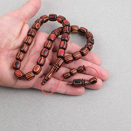 Kafur A�ac� Kaps�l Kesim 11x12mm Tesbih -Siyah Turuncu