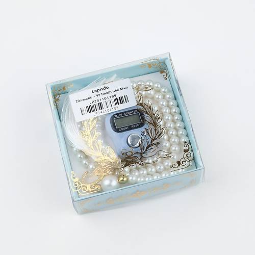 Zikirmatik Elektronik Tesbih ve 99luk Namaz Tesbih Seti -Gk Mavi