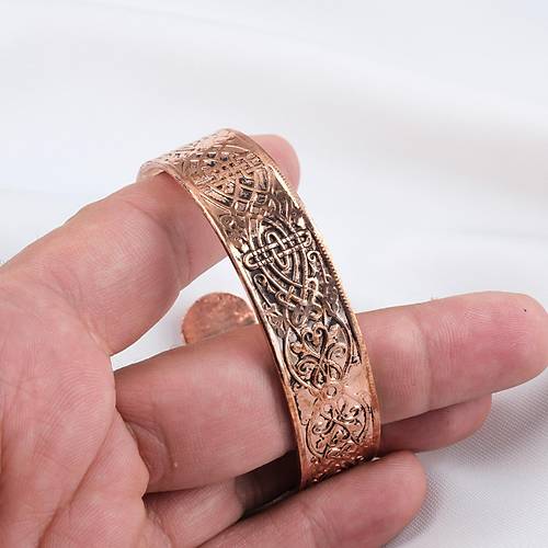 Saf Bak�r Bileklik I�i Grav�r Koruma Dual� Kad�n Erkek