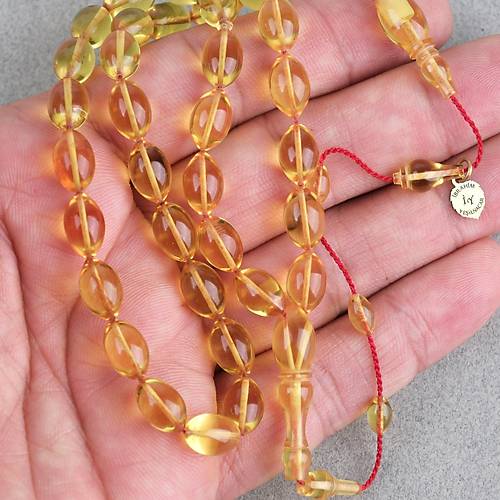 Ate� Kehribar Eski Oyun Zar Obje Patinli Beyzi Kesim 7x10.5mm Tesbih