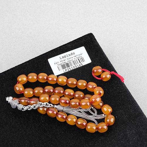 S�kma Kehribar Eski Alman Horoz �mame 925 Ayar G�m�� P�sk�l F��� Kesim 9.5x9mm Tesbih