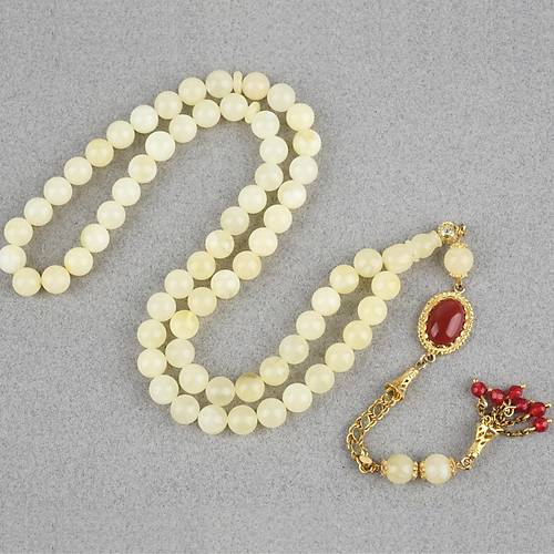 Rus Kaya Damla Kehribar G�m�� P�sk�l 66l�k K�re Kesim 8mm Tesbih