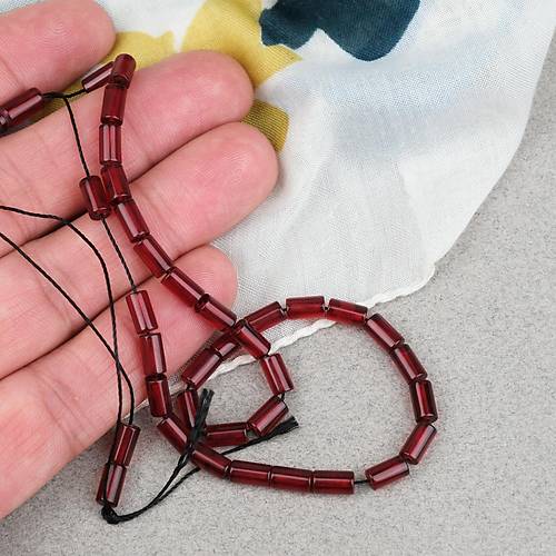 Ate� Kehribar Kesme Kesim 4x7mm Tesbih- Bordo