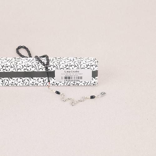 S�kma Kehribar Bilek Boy Kaps�l Kesim 4x7mm Sallama Tesbih Siyah