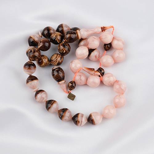 S�kma Kehribar Usta ��i �mzal� �algami Kesim 13x15mm Tesbih