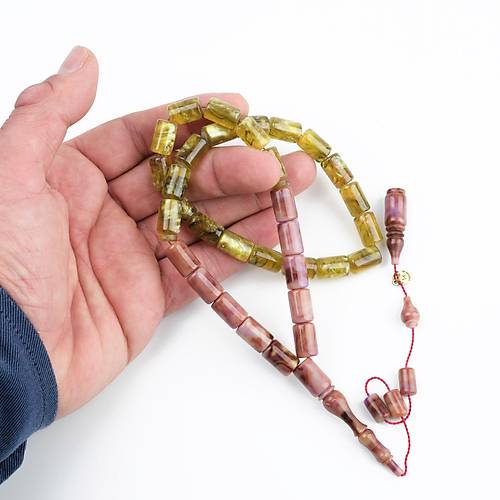 Katalin Dinlenmi� �ift Renk Usta ��i �mzal� Yumu�ak Kesme Kesim 8x13mm Tesbih