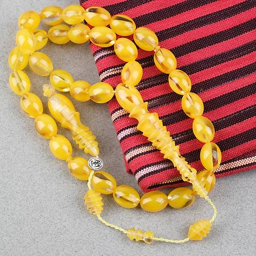 S�kma Kehribar �ubuk  Usta ��i �mzal� Yumurta Kesim 10x13mm Tesbih