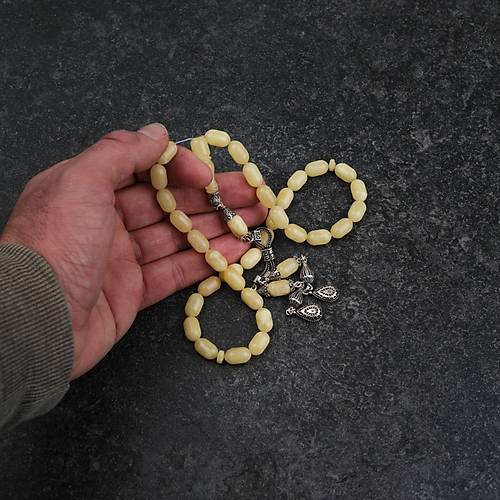 Rus Kaya Damla Kehribar 925Ayar Gm Pskl Kapsl Kesim 7,5x12,5mm Tesbih