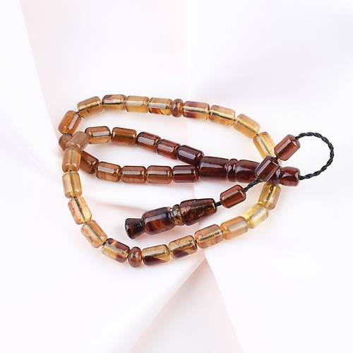 Sumatra Kaya Damla Kehribar Kapsl Kesim 8.5x12mm Tesbih