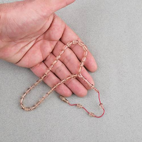 Ate� Kehribar Kaps�l Kesim Sistemli Bilek Boy 5x8mm Tesbih Bej