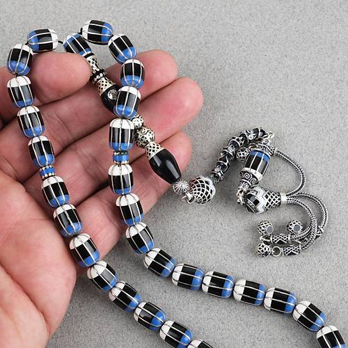 Erzurum Oltu Katalin leme 925Ayar Gm Pskl, lemeli Nakka mame F Kesim 8.5x11mm Tesbih