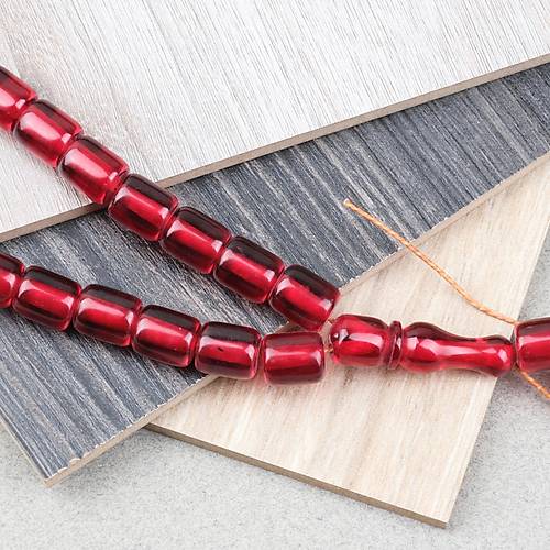 Katalin �ubuk Kaps�l Kesim 9x12mm Tesbih - �effaf Bordo P�sk�ls�z