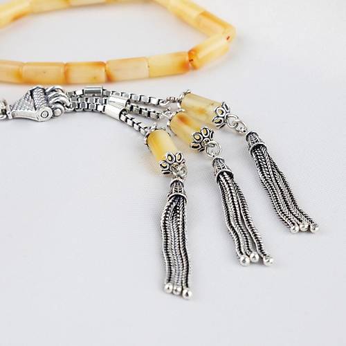 Rus Kaya Damla Kehribar 925Ayar G�m�� P�sk�l Kesme Kesim 5x10mm Tesbih