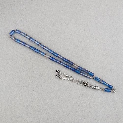 S�kma Kehribar Kesme Kesim Alpaka P�sk�ll� 6x10mm Tesbih