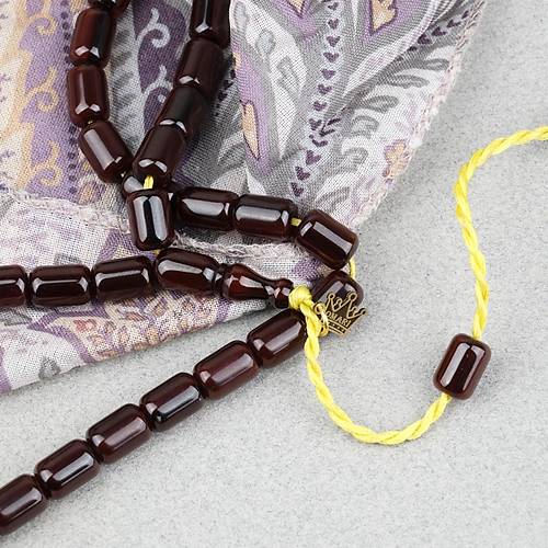 Omari S�kma Kehribar Kaps�l Kesim Oturtma �mameli Sistemli 7x11mm Tesbih