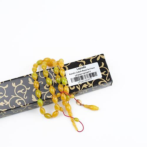 Katalin Dinlenmi� �ubuk Usta ��i �mzal� Beyzi Kesim 6x11mm Tesbih -Hareli Sar�