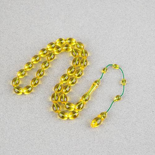 Eski Heykel Obje Osmanl� Ate� Kehribar Beyzi Kesim 8x11mm Tesbih