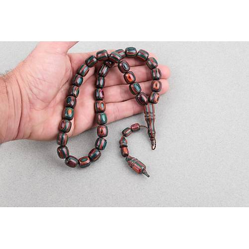 Kafur A�ac� Kaps�l Kesim 11x12mm Tesbih - Ye�il Turuncu