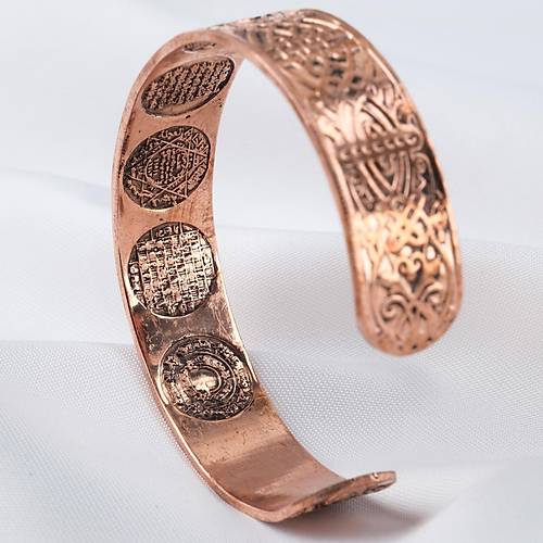 Saf Bak�r Bileklik I�i Grav�r Koruma Dual� Kad�n Erkek