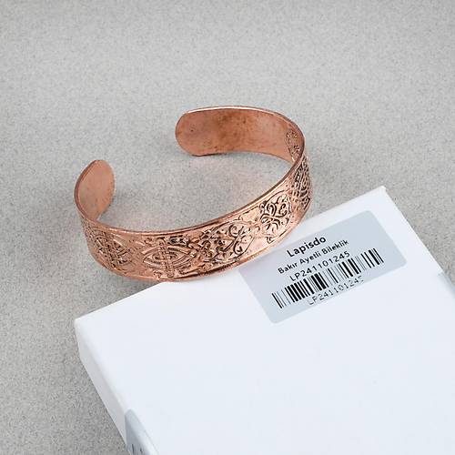 Saf Bak�r Bileklik I�i Grav�r Koruma Dual� Kad�n Erkek