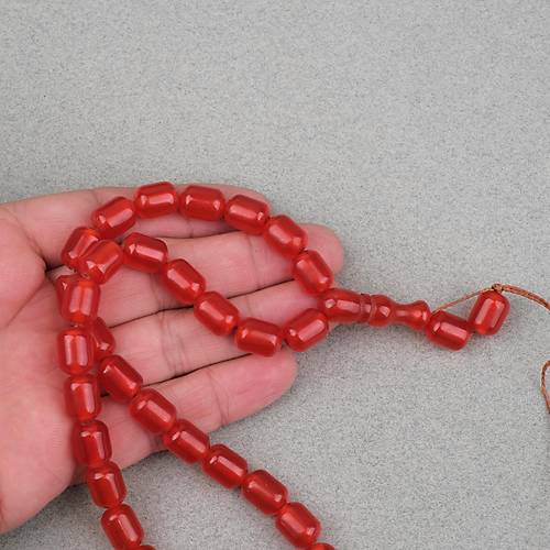 S�kma Kehribar Kaps�l Kesim 9x12mm Tesbih - Portakal P�sk�ls�z