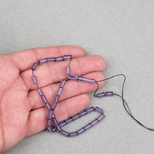 Ate� Kehribar Kesme Kesim 4x7mm Tesbih- G�k Mavisi