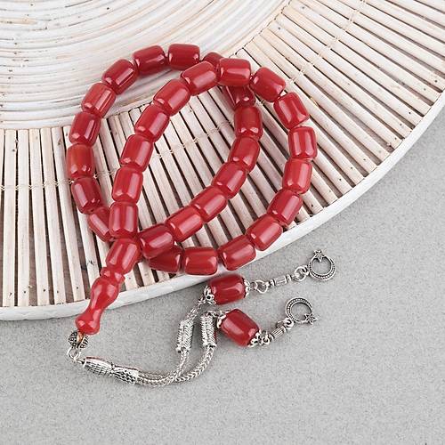 Katalin �ubuk Alpaka P�sk�ll� Kaps�l Kesim 9x10.5mm Tesbih -Nar �i�e�i