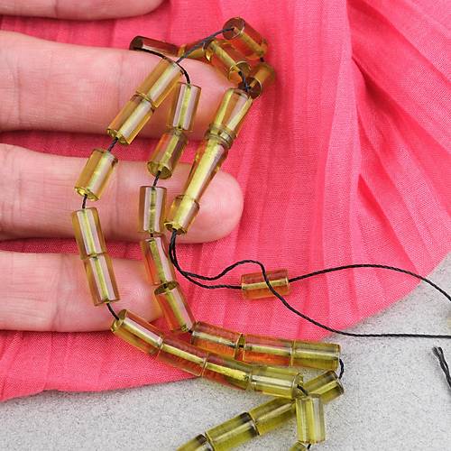 Ate� Kehribar Kesme Kesim 6x10mm Tesbih P�sk�ls�z