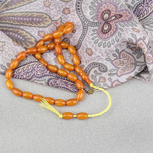 Omari S�kma Kehribar Beyzi Kesim Sistemli 7.5x12mm Tesbih