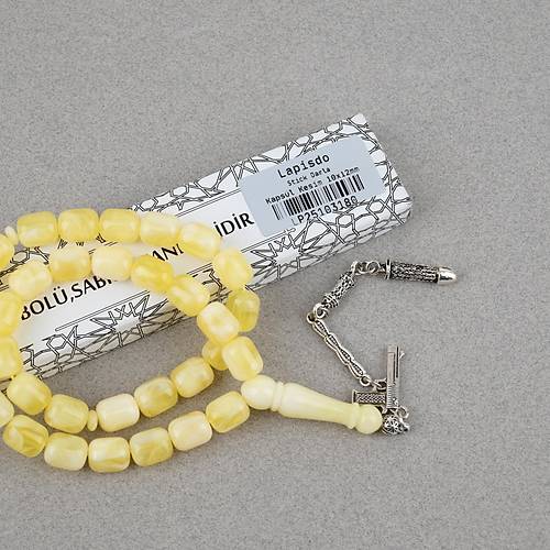 Damla Kehribar Alpaka P�sk�ll� Kaps�l Kesim 10x12mm Tesbih