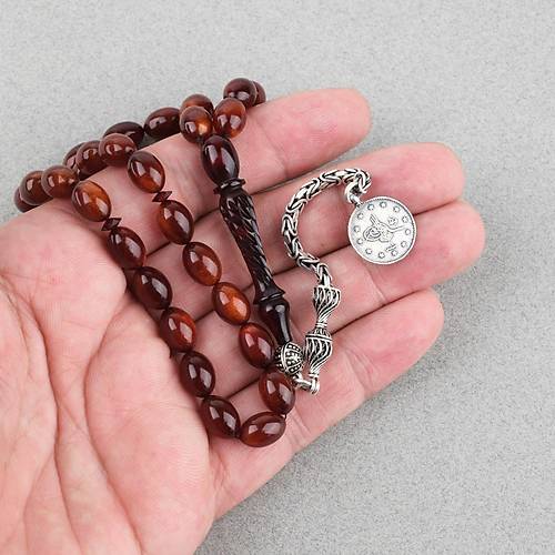 Kadim Katalin �ekoslovak El Boy ��lemeli �mame 925Ayar G�m�� P�sk�l Beyzi Kesim 7x10mm Tesbih