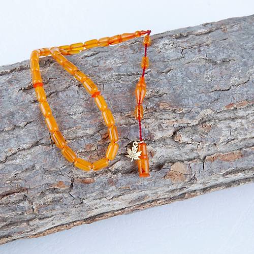 S�kma Kehribar Kaps�l Kesim Bilek Boy 4x8mm Tesbih - A��k Sar�
