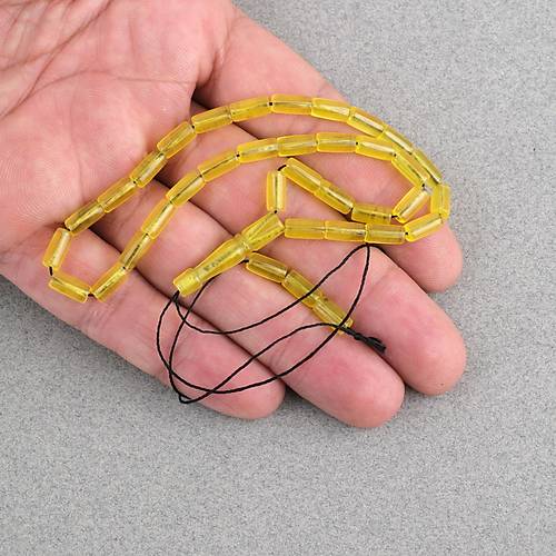 Ate� Kehribar Kesme Kesim 4x8mm Tesbih - �effaf Sar�