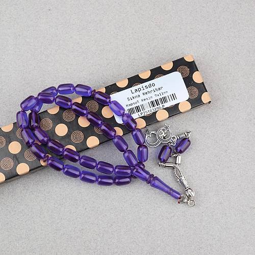 S�kma Kehribar Kaps�l Kesim Alpaka P�sk�ll� 7x11mm Tesbih