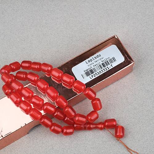 S�kma Kehribar Kaps�l Kesim 9x12mm Tesbih - Portakal P�sk�ls�z