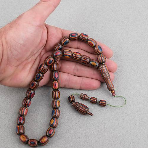 Kafur A�ac� Kaps�l Kesim 11x12mm Tesbih - Kahve Mavi