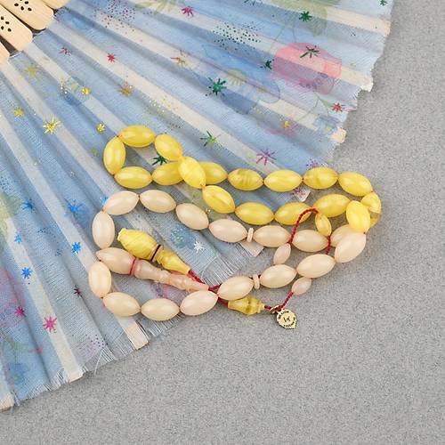 Osmanl� S�kma Kehribar Eski Obje D�nem Yap� Arpa Kesim 7x12.5mm Tesbih