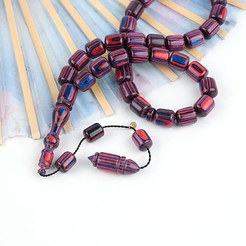 Kafur A�ac� Usta ��i �mzal� Kaps�l Kesim 10x14mm  Tesbih - Bordo Mavi