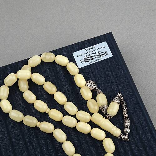 Rus Kaya Damla Kehribar (Kralie) 925Ayar Gm Pskl Kapsl Kesim 10x15.5mm Tesbih
