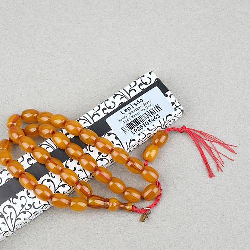 Omari S�kma Kehribar F��� Kesim Oturtma �mameli Sistemli 9x11mm Tesbih