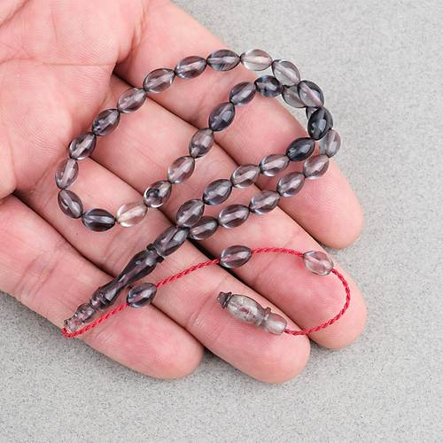 S�kma Kehribar Beyzi Kesim Sistemli Bilek Boy 5x8mm Tesbih Gri