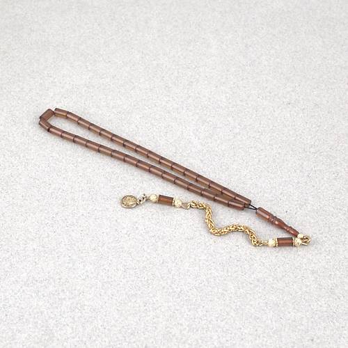 S�kma Kehribar Bilek Boy Kesme Kesim 4x7mm Sallama Tesbih Kahverengi