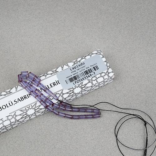 Ate� Kehribar Kesme Kesim 4x7mm Tesbih- G�k Mavisi