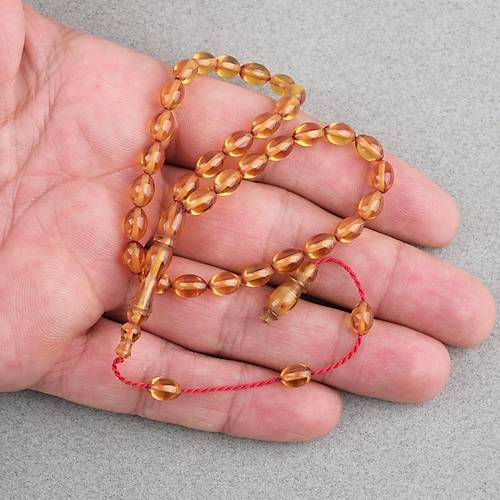 S�kma Kehribar Beyzi Kesim Sistemli Bilek Boy 5x8mm Tesbih Sar�