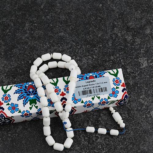 Katalin Usta i mzal Kapsl Kesim 7.5x11.5 mm Tesbih -Beyaz