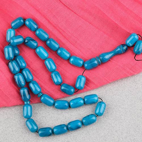 S�kma Kehribar Kaps�l Kesim 7x11mm Tesbih P�sk�ls�z Turkuaz Ye�ili